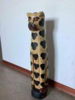 vintage houtsnijwerk beeld sculptuur poes kattenbeeld, Ophalen, Zo goed als nieuw, Dier