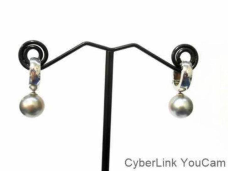 15398 Prachtige 14kt Witgouden Zwarte Parel Oorstekers, Sieraden, Tassen en Uiterlijk, Oorbellen, Zo goed als nieuw, Hangers, Goud