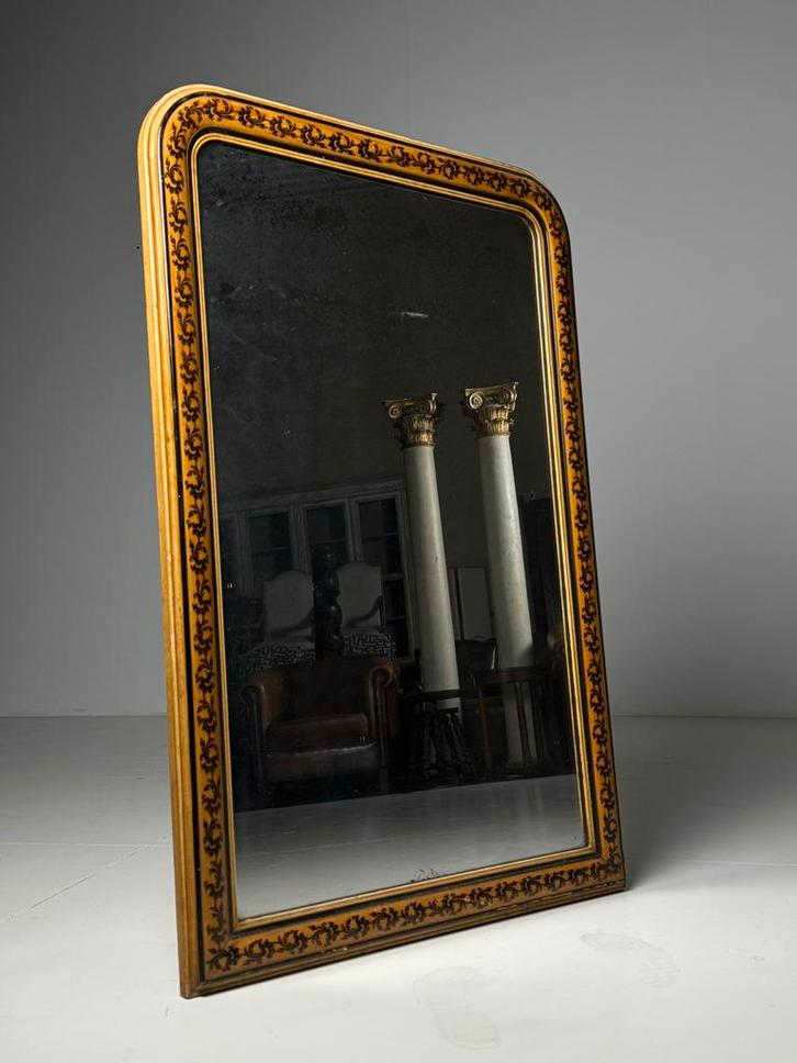 Franse spiegel antiek bloem motief, Antiek en Kunst, Antiek | Spiegels, Minder dan 50 cm, Rechthoekig, Ophalen