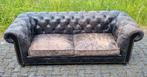 Industriële Chesterfield Sofa / bank vintage leer + BEZORGD, Gebruikt, Chesterfield, Ophalen of Verzenden, Rechte bank
