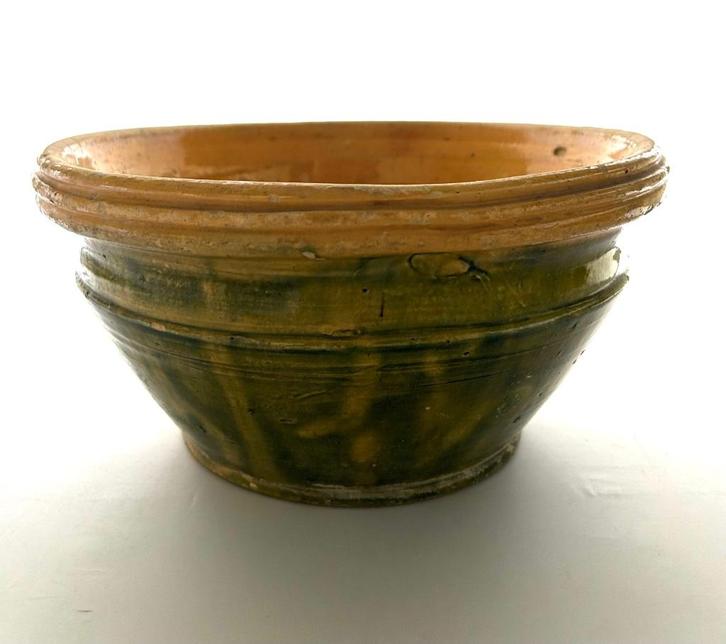 oude deco Provençaalse terracotta geglazuurde schaal mengkom, Antiek en Kunst, Antiek | Schalen, Ophalen of Verzenden