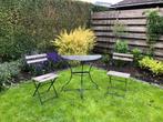 Bistrostoeltjes en stalen tafeltje, Tuin en Terras, Ophalen, Gebruikt, Overige materialen, 2 zitplaatsen