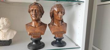 Goethe & Schiller Bustes terra cotta circa 1900 beschikbaar voor biedingen