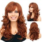 Pruik lang rood haar met slagen in laagjes, Verzenden, Nieuw, Pruik of Haarverlenging