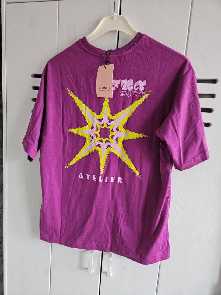 Refined Dept. Shirt oversized - Nieuw - Maat S - Roze/Paars, Kleding | Dames, T-shirts, Nieuw, Maat 36 (S), Roze, Korte mouw, Ophalen of Verzenden