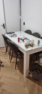 Glazen Eettafel met 6 Stoelen, Huis en Inrichting, Complete eetkamers, Ophalen, Gebruikt, Modern, 6 tot 8 stoelen