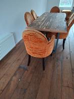 Oranje eetkamerstoelen - set van 6 Diez design, Gebruikt, Overige kleuren, Vintage, Ophalen of Verzenden