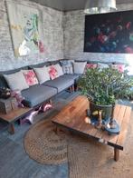 Loungeset compleet met tafel en kussens, Ophalen of Verzenden, Zo goed als nieuw, Rvs