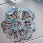 Vintage applicatie, bloem, met pailletten, parelmoer, Ophalen of Verzenden