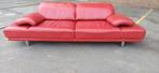 Vintage postmodern Rolf Benz leren bank, 260 cm, rood, Huis en Inrichting, Banken | Sofa's en Chaises Longues, Ophalen, Tweedehands