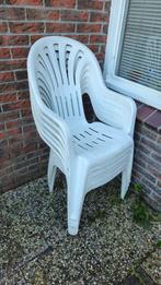 Stapelbare witte plastic tuinstoelen (6 stuks), Ophalen, Gebruikt, Wit, Vijf, Zes of meer stoelen