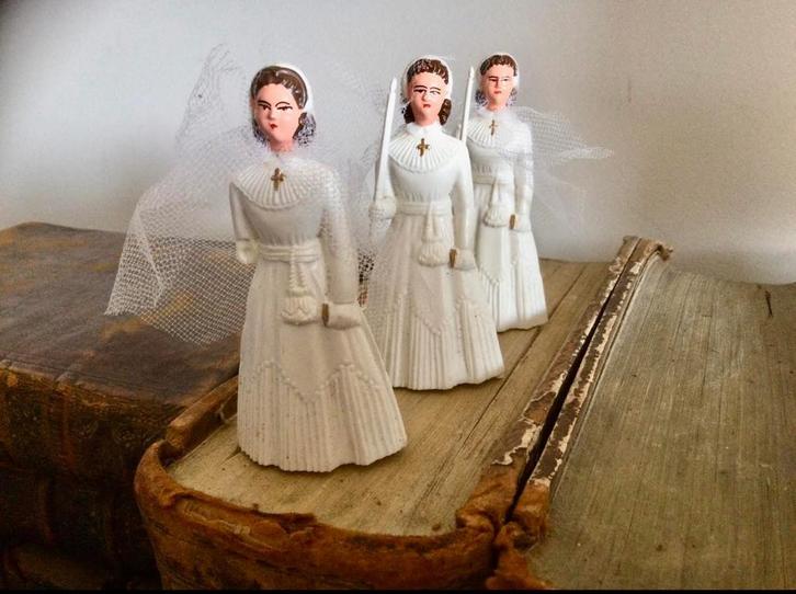 VINTAGE EERSTE COMMUNIE TAARTVERSIERING, Antiek en Kunst, Curiosa en Brocante, Ophalen of Verzenden