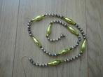 Mooie oude glazen Kerst kralenketting zilver met geel, Ophalen of Verzenden, Gebruikt