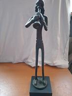 Bronzen beeldje klarinet speelster 30 cm hoog, Antiek en Kunst, Ophalen of Verzenden