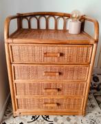 Vintage rotan ladekastje met 4 lades, Huis en Inrichting, Kasten | Ladekasten, Ophalen, Gebruikt, 50 tot 100 cm, 3 of 4 laden