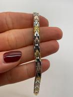 Z589 Prachtige zilveren armband tricolor (deel van set), Sieraden, Tassen en Uiterlijk, Armbanden, Ophalen of Verzenden, X, Goud