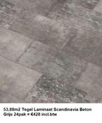 53,88m2 Tegel Laminaat Scandinavia Beton Grijs 24pak = €428, Tegel laminaat vloer, Nieuw, Ophalen of Verzenden, Grijs