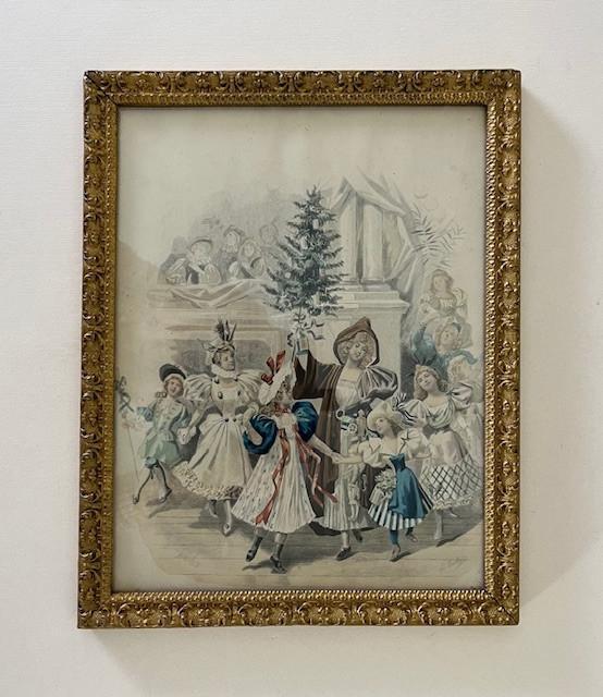 Lithografie La Mode Illustrée Kerst, Antiek en Kunst, Curiosa en Brocante, Ophalen of Verzenden
