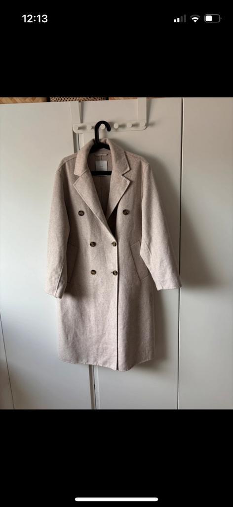 Mango mantel jas met wol, Kleding | Dames, Jassen | Winter, Zo goed als nieuw, Zwart, Ophalen of Verzenden