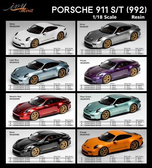 Ivy Merit Porsche 911 (992) S/T 1/15 1:18 Nieuw, Hobby en Vrije tijd, Modelauto's | 1:18, Nieuw, Auto, Ophalen of Verzenden