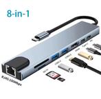 USB C Hub 8-in-1, Type C Splitter Thunderbolt 3 Dockstation, Ophalen of Verzenden, Nieuw, USB-hub, Telefoon