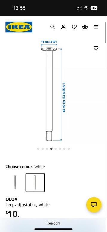 2x IKEA OLAV verstelbare poten beschikbaar voor biedingen