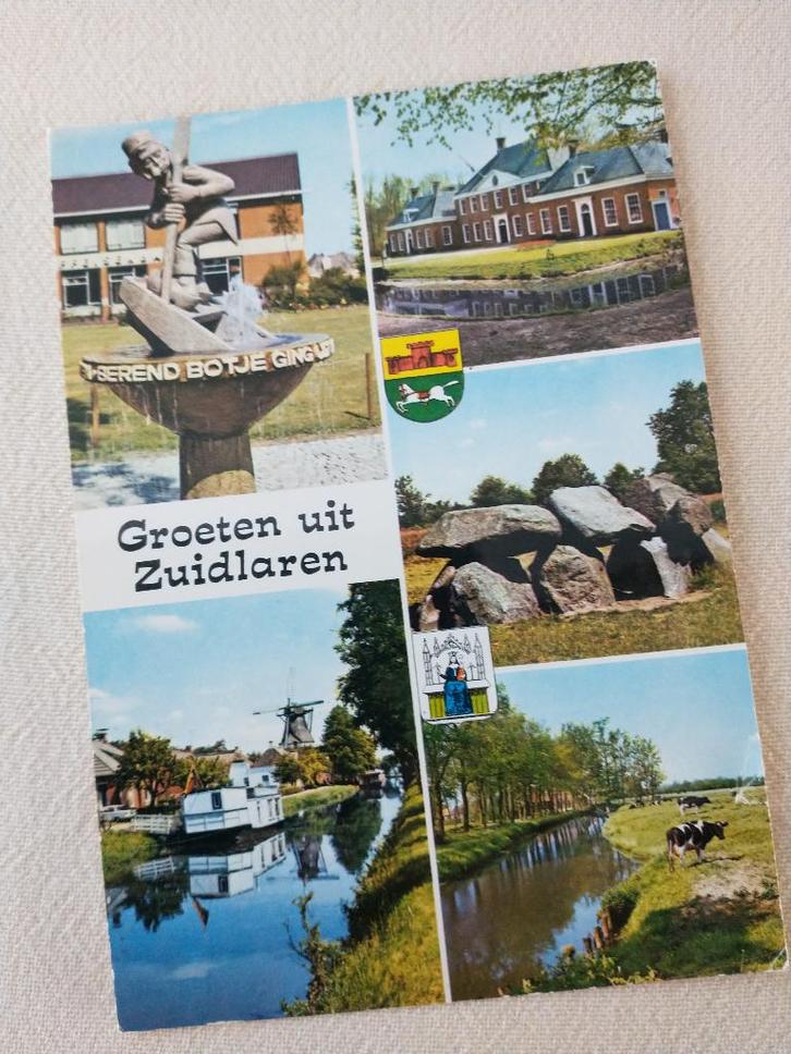 Groeten uit Zuidlaren - 5 afbeeldingen + 2 wapens, Verzamelen, Ansichtkaarten | Nederland, Gelopen, Drenthe, 1960 tot 1980, Ophalen of Verzenden