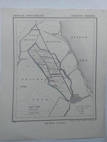 23 / Middelie Kwadijk Edam Axwijk Warder Litho 1867 J Kuyper beschikbaar voor biedingen