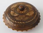 Vintage houten dekseldoosje - rond houtsnijwerk doosje, Antiek en Kunst, Ophalen of Verzenden