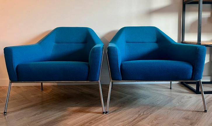 Harvink fauteuils (2x), model Spirit, stof kleur petrol, Huis en Inrichting, Fauteuils, Gebruikt, Stof, 75 tot 100 cm, 75 tot 100 cm