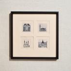 Vierluik etsjes Den Haag 30x30 cm, Minder dan 50 cm, Oorspronkelijke maker, Nieuw, Ophalen of Verzenden