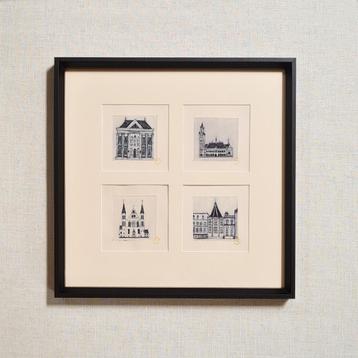 Vierluik etsjes Den Haag 30x30 cm beschikbaar voor biedingen