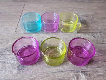 Glazen waxinelichthouders / theelichthouders -- 6 stuks -- beschikbaar voor biedingen