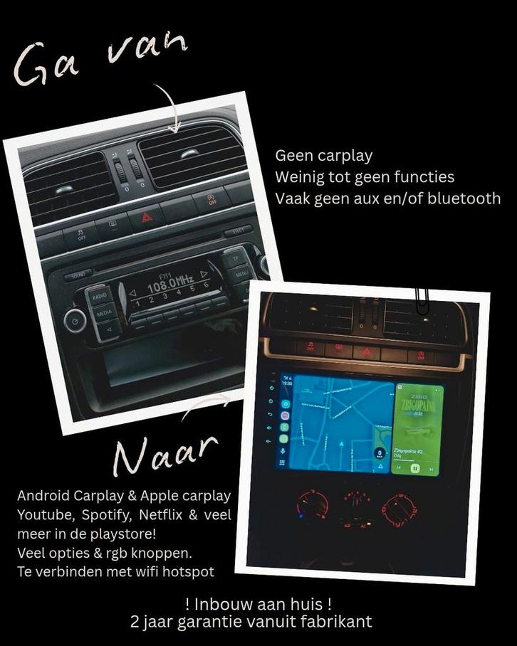 Vw Polo Navigatie met CarPlay / Android Auto—Inbouw aan huis, Auto diversen, Autonavigatie, Nieuw, Ophalen of Verzenden