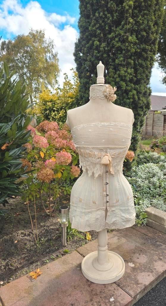 Antieke tafel buste lingerie corset toonbank buste paspop, Antiek en Kunst, Curiosa en Brocante, Ophalen