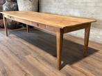 Authentieke boerentafel - 275 x 92 cm + 80 cm hoog / 2 lades, Huis en Inrichting, Eikenhout, 200 cm of meer, Vijf personen of meer