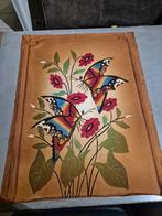 Batik Schilderij: Vlinders & Bloemen, Antiek en Kunst, Ophalen of Verzenden