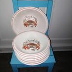 Schaal + 6 bordjes met Spaghetti print, Huis en Inrichting, Keuken | Servies, Ophalen, Gebruikt, Bord(en), Overige stijlen