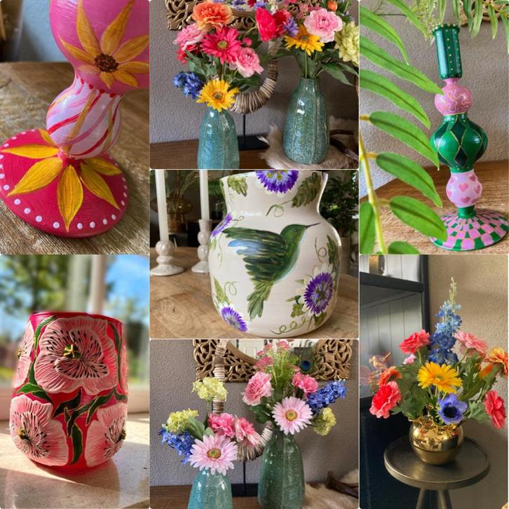 💕Cadeau Tip 💕Handbeschilderde Accessoires/ Zijden bloemen, Huis en Inrichting, Woonaccessoires | Kunstplanten en Kunstbloemen