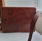 Ruime leren schooltas, laptoptas, schoudertas cognac-bruin, Ophalen of Verzenden, Zo goed als nieuw, Bruin, Overige typen