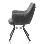 6 Nieuwe stoelen DRAAIBAAR, stof Onyx met armleuning+ greep, Nieuw, Vijf, Zes of meer stoelen, Grijs, Metaal