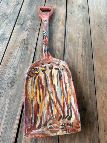 Geschilderde Schep Spade Hout -Jean Girigori- Curaçao 1996 beschikbaar voor biedingen