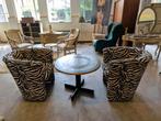 Set van 2 zebra fauteuils + ronde tafel met gouden details, Ophalen, Donyavimin@gmail.com, Zo goed als nieuw, 5363st