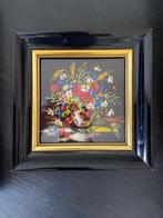 klein  Schilderij bloemen in gelakte zwarte kader, Ophalen