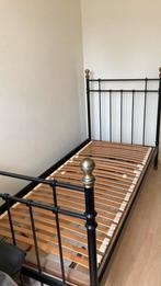 1 persoons bed van metaal, Gebruikt, 90 cm, Eenpersoons, Zwart