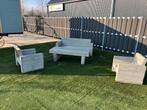 Tuinset grijs gebeitst tuinhout, 5 zitplaatsen, Ophalen of Verzenden, Loungeset, Hout