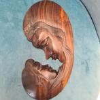 Houten Wanddecoratie Moeder en Kind, Antiek en Kunst, Kunst | Beelden en Houtsnijwerken, Ophalen of Verzenden
