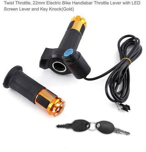 Elektrische Fietsgashendel met LED en Sleutels – Goudkleurig, Fietsen en Brommers, Fietsonderdelen, Algemeen, Ophalen of Verzenden