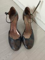 Zwarte pumps sleehak met bloemenprint maat 41, Ophalen of Verzenden, Zo goed als nieuw, Zwart