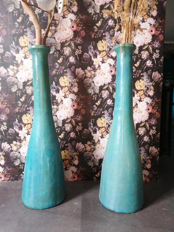 Mega grote vaas 90cm keramiek groen blauw groot hoog hoge beschikbaar voor biedingen